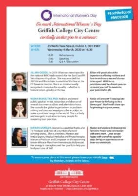 Celebrating International Women’s Day with The Lord Mayor at Griffith College